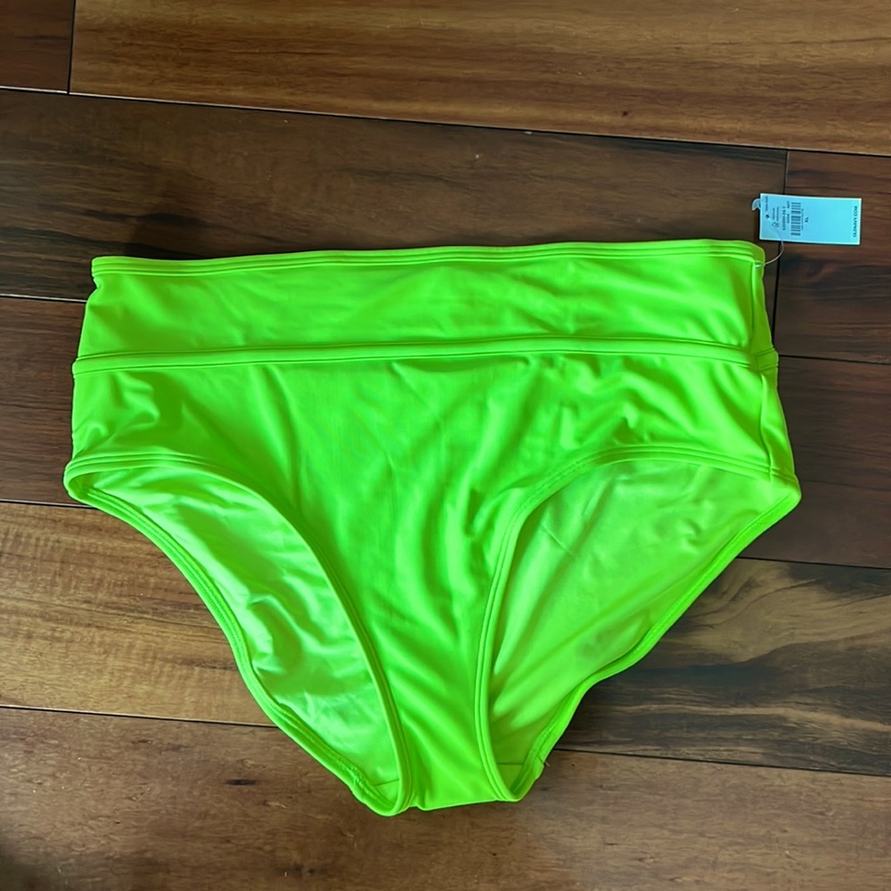 Brand new high waisted neon green swim bottoms